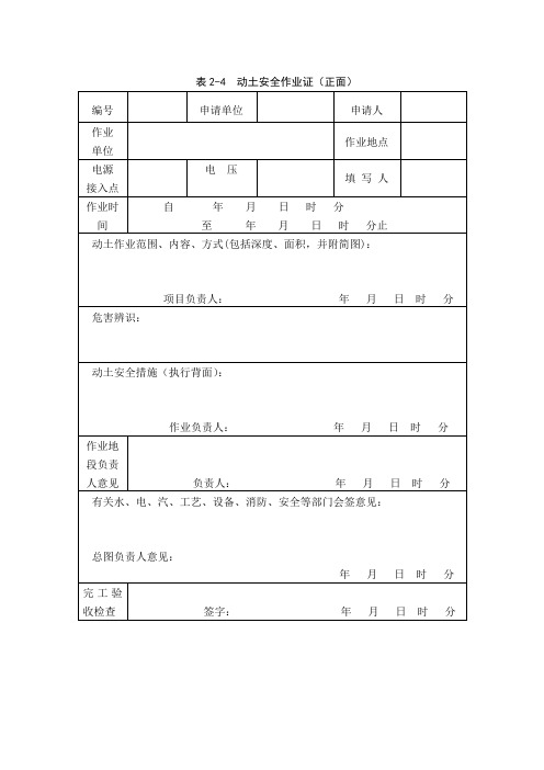 动土作业票证