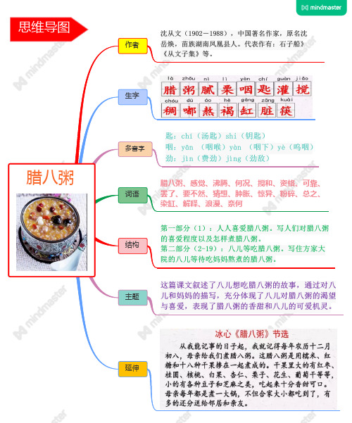 新编部人教版小学语文六年级下册第2课《腊八粥》思维导图