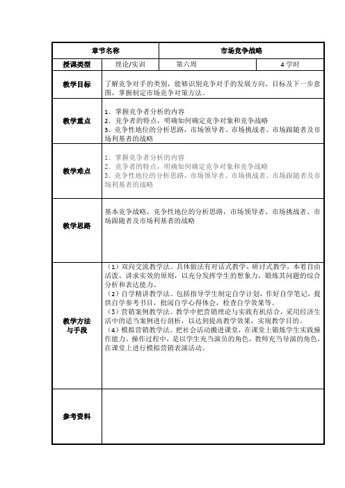 3.5 市场竞争战略 教案