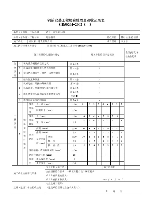 成套配电柜、控制柜(屏、台)和动力、照明配电箱(盘)安装工程检验批质量验收记录表