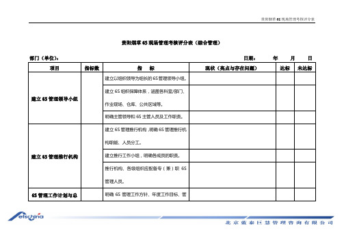 贵阳烟草S现场管理考核评分表