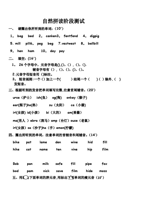 自然拼读试卷2