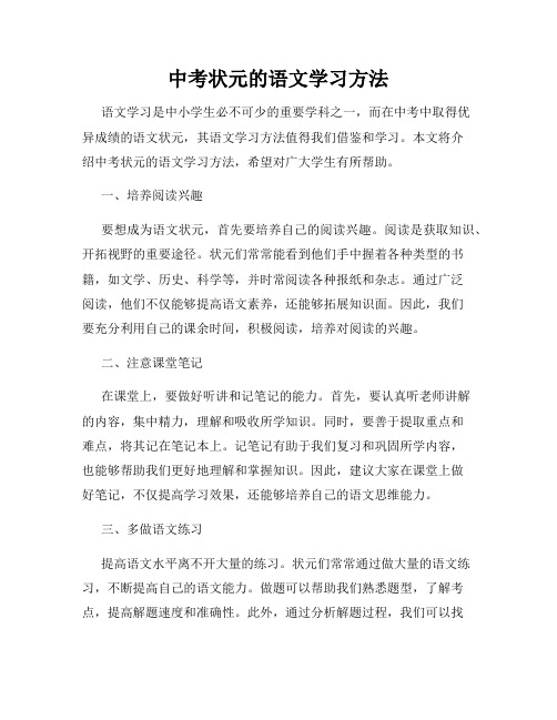 中考状元的语文学习方法