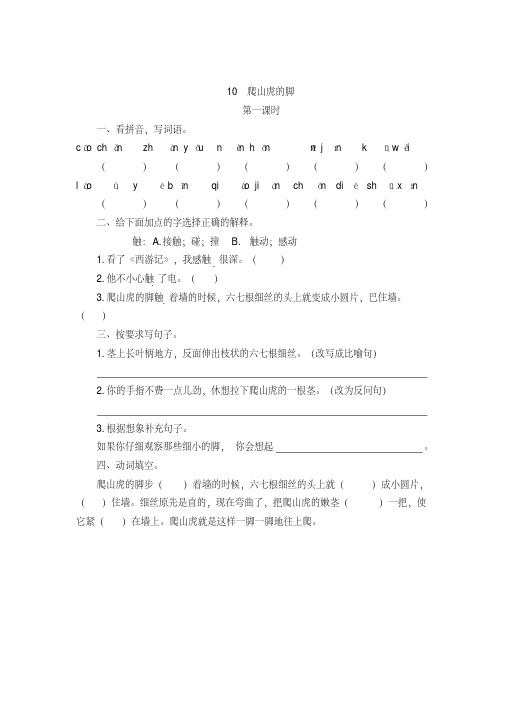 【部编人教版】2019年语文四年级上册-课时练--附答案10爬山虎的脚