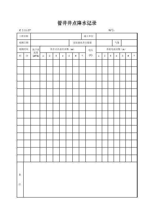 管井井点降水记录