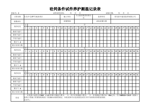 同条件试块600°养护温度累计记录