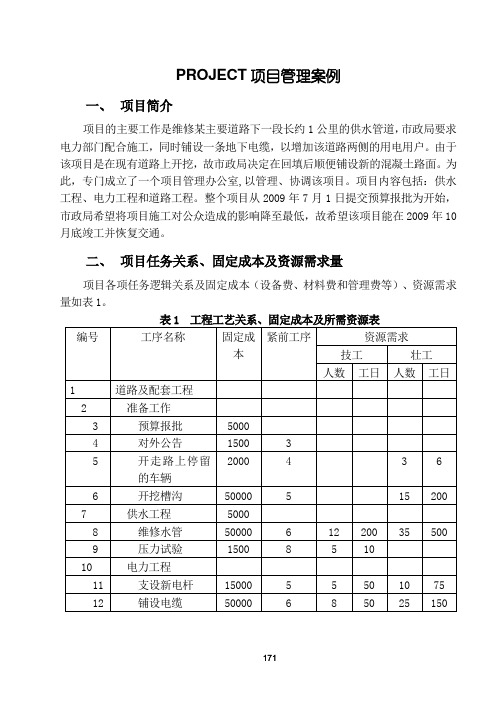 PROJECT项目管理实例及实验要求