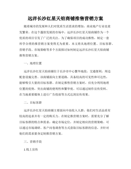 远洋长沙红星天铂商铺推售营销方案