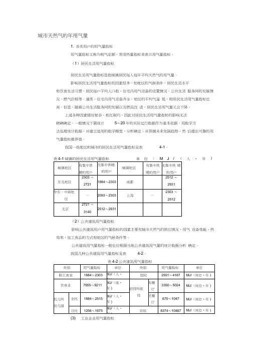 天然气-用气量指标和年用气量计算