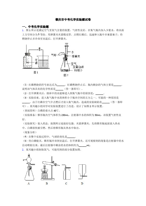 肇庆市中考化学实验题试卷