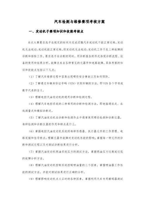 汽车检测与维修赛项考核方案