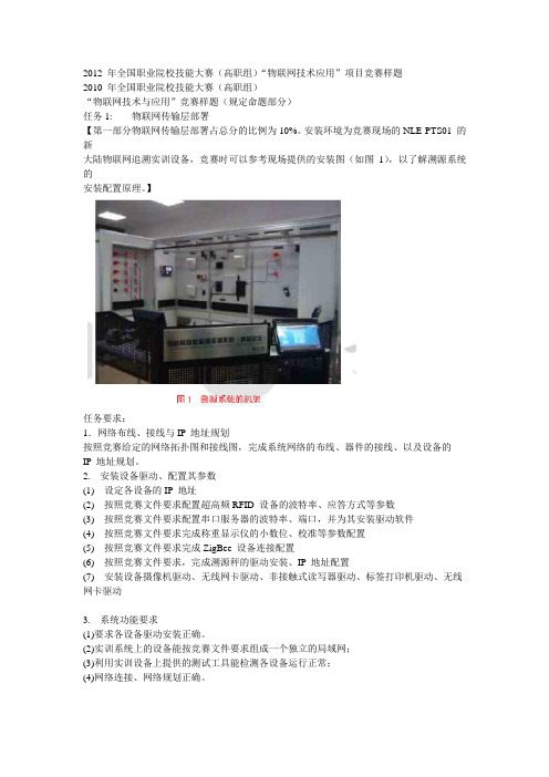 2012 年全国职业院校技能大赛(高职组)“物联网技术应用”项目竞赛样题