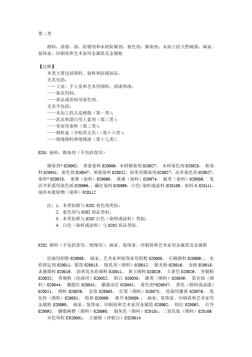 第十版基于吉尼斯商标商品近似分类表1第2类