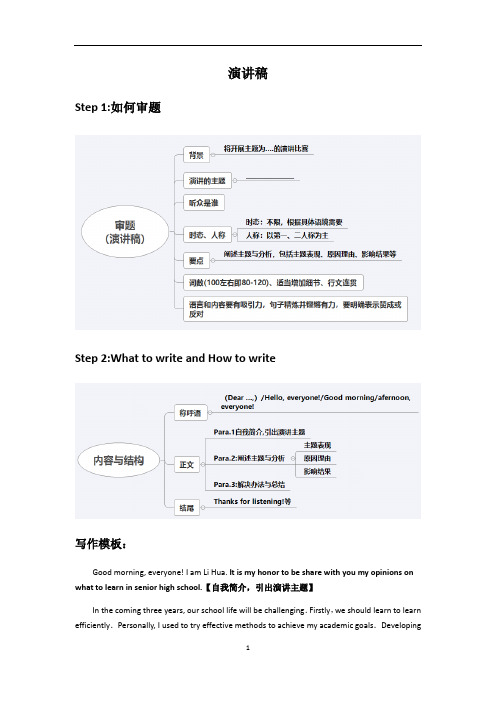 高中英语作文写作 应用文写作演讲稿