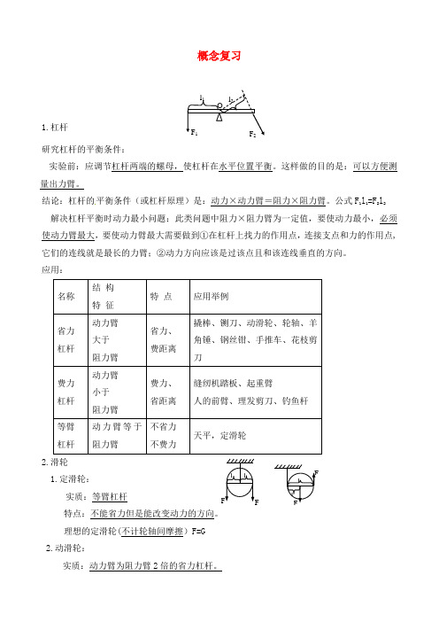 江苏省泰州市沈毅中学中考物理 概念复习