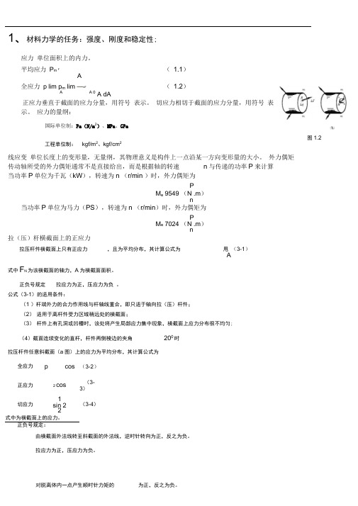 完整版材料力学复习总结