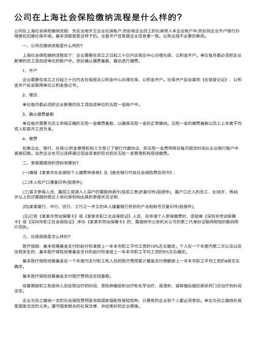 公司在上海社会保险缴纳流程是什么样的？