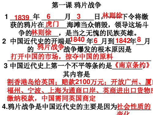 八年级上册历史填空题