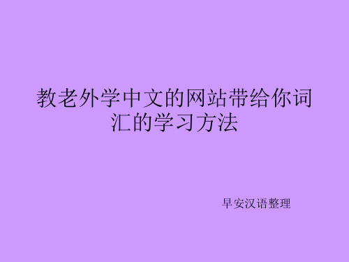 教老外学中文的网站带给你词汇的学习方法