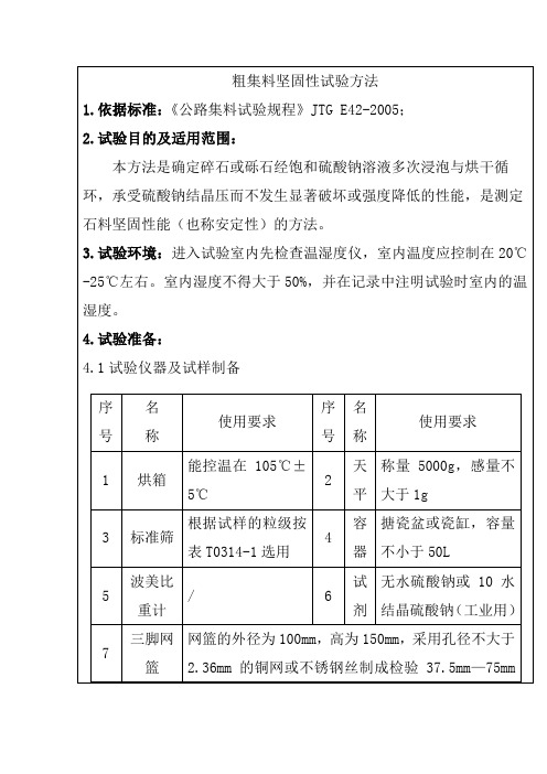 粗集料坚固性试验方法