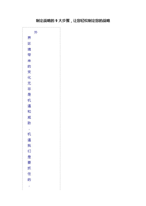 制定战略的9大步骤，让您轻松制定您的战略