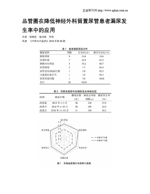 品管圈在降低神经外科留置尿管患者漏尿发生率中的应用