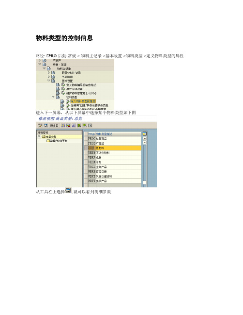 物料主数据 (物料类型)