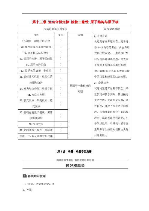 高考物理 知识复习与检测 第十三章 运动守恒定律 波粒二象性 原子结构与原子核 第1讲 动量 动量守恒定律