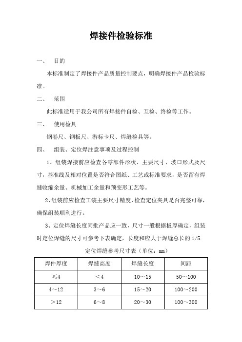 焊接件检验标准