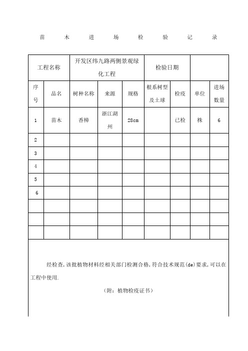 苗木进场检验记录