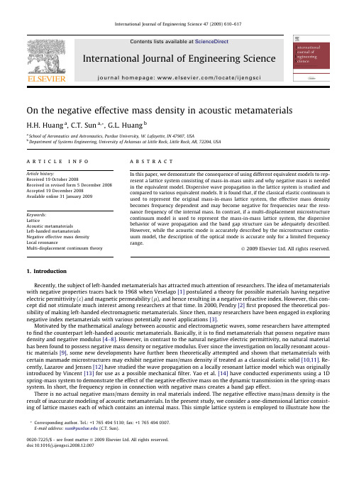 On the negative effective mass density in acoustic metamaterials