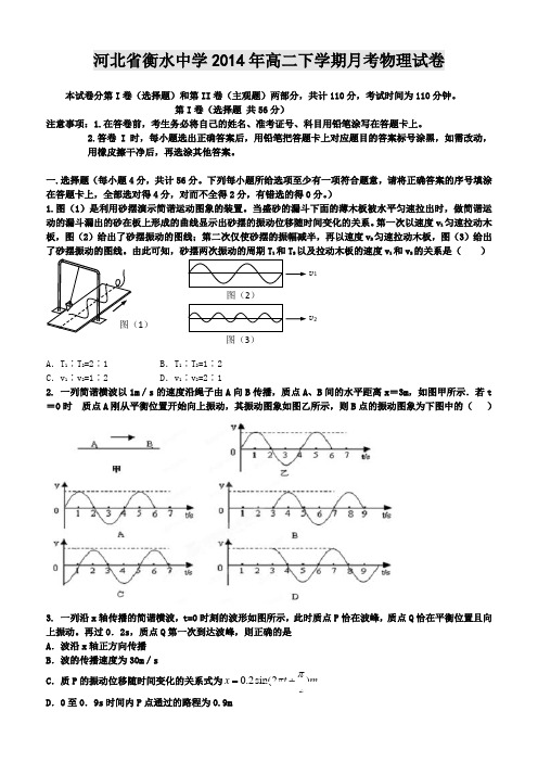 河北省衡水中学2014年高二下学期月考物理试卷