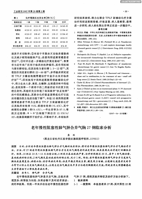 老年慢性阻塞性肺气肿合并气胸27例临床分析