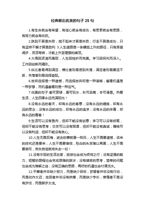 经典难忘优美的句子25句