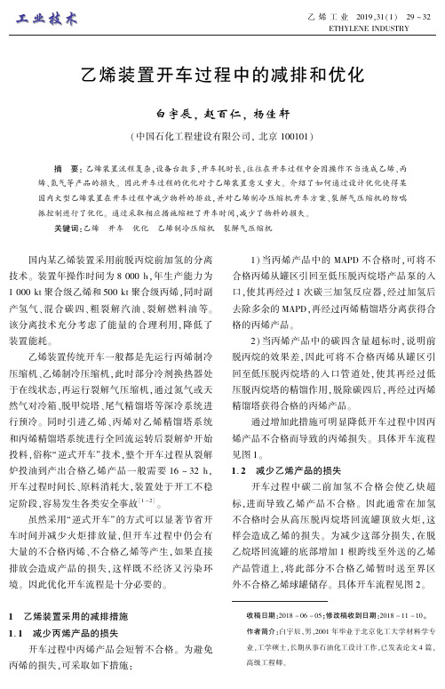 乙烯装置开车过程中的减排和优化