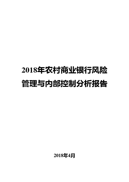 2018年农村商业银行风险管理与内部控制分析报告