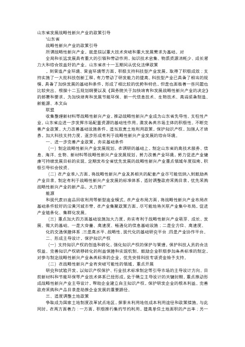 应用文-山东省发展战略性新兴产业的政策引导