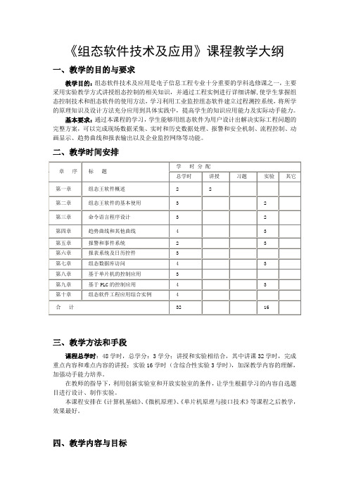 组态软件技术及应用教学大纲