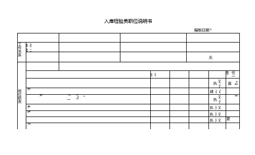 入库检验员职位说明书