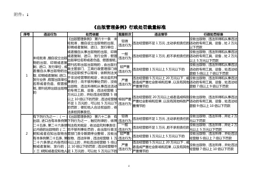 《出版管理条例》行政处罚裁量标准