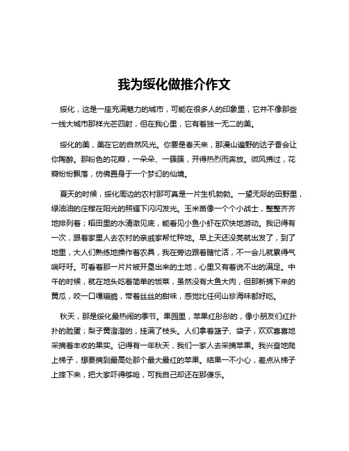 我为绥化做推介作文