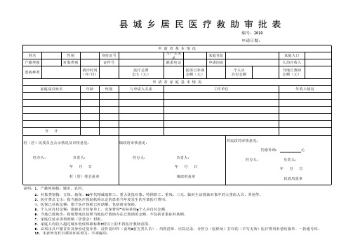 城乡居民医疗救助审批表