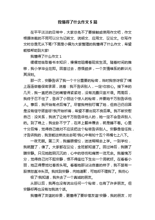 我懂得了什么作文5篇