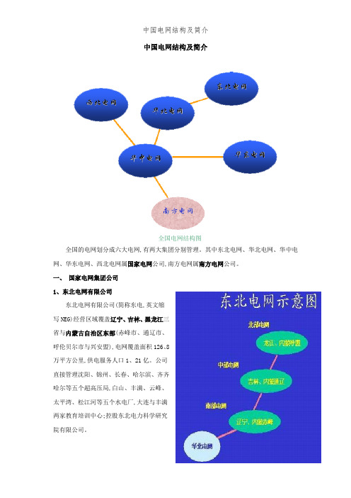 中国电网结构及简介