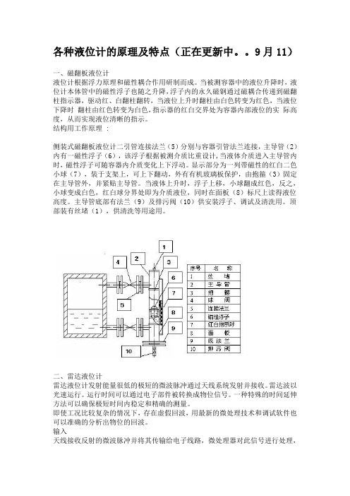 各种液位计的原理及特点