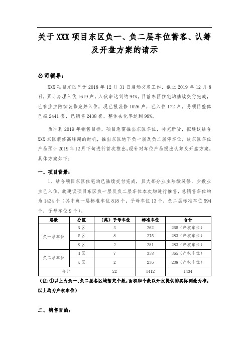 车位认筹及开盘方案