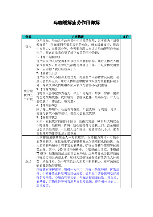 玛咖缓解疲劳作用强大的原因分析