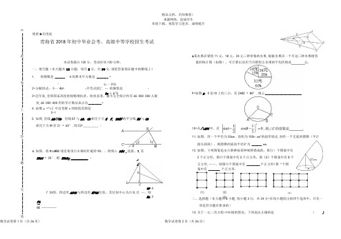 (高清版)2018年青海省中考数学试卷