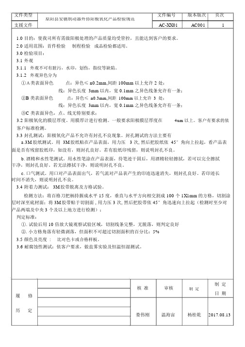 阳极氧化产品检验规范