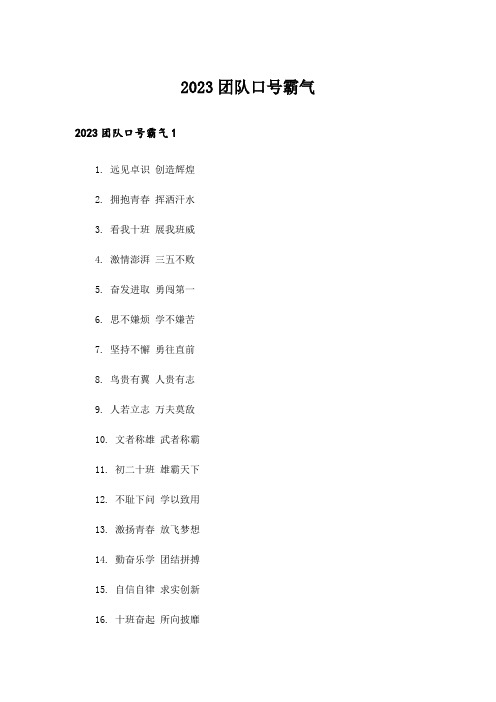 2023团队口号霸气